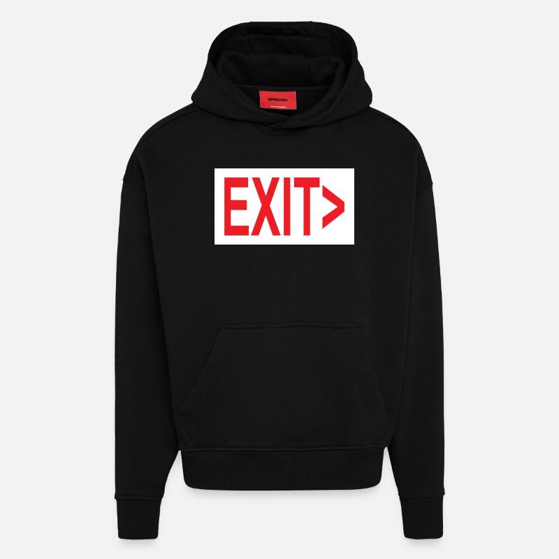 Exit / Exit / Emergency Exit - Hoodie- made by SPREAD - SOLID BLACK