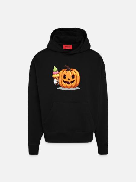 Süßer Grusel Kürbis mit Eiswaffel - Hoodie- made by SPREAD - SOLID BLACK