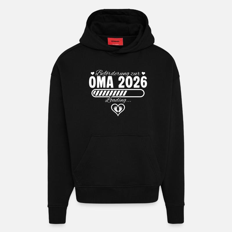 Grand-mère 2026 annonce grossesse grand-mère - Sweat à capuche bio épais oversize fabriqué en UE - SOLID BLACK