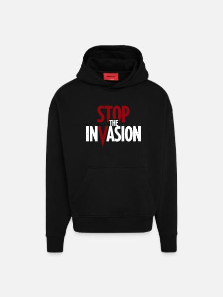 Stop The Invasion Gegen Aggression - Hoodie- made by SPREAD  - SOLID BLACK