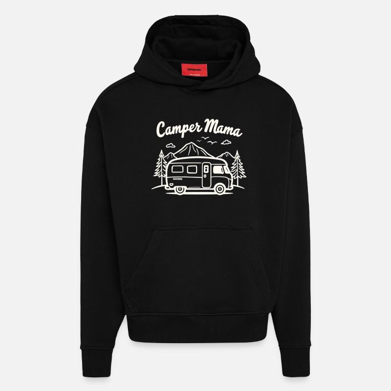 Camper Mama Abenteuer Berge Campingbus - Hoodie- made by SPREAD  - SOLID BLACK