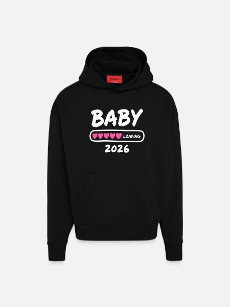 Baby Loading 2026 Pregnancy Parents - Hoodie- made by SPREAD  - SOLID BLACK