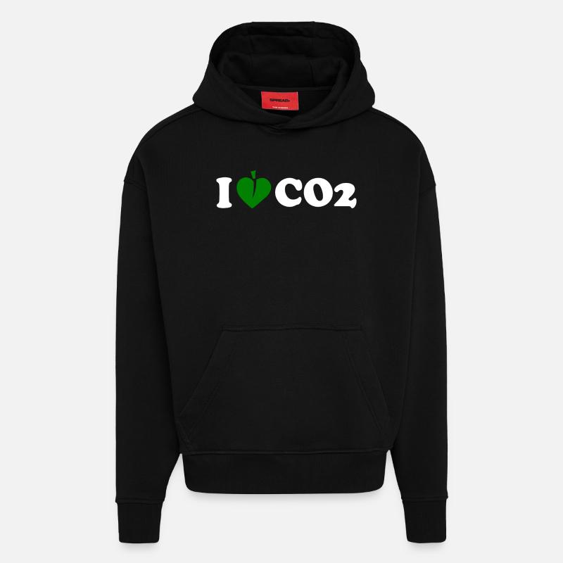 I love co2 - Sweat à capuche bio épais oversize fabriqué en UE - SOLID BLACK