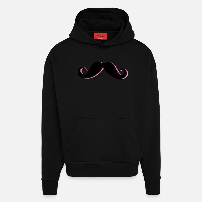 Funky Mustache - Sweat à capuche bio épais oversize fabriqué en UE - SOLID BLACK