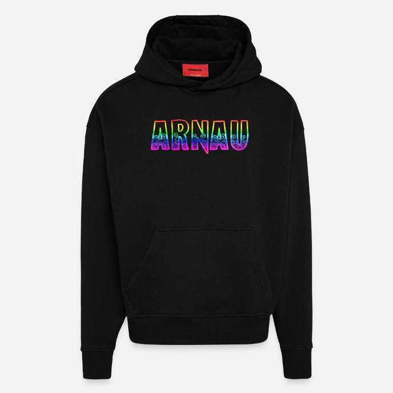 Arnau RS Arc-en-ciel - Sweat à capuche bio épais oversize fabriqué en UE - SOLID BLACK