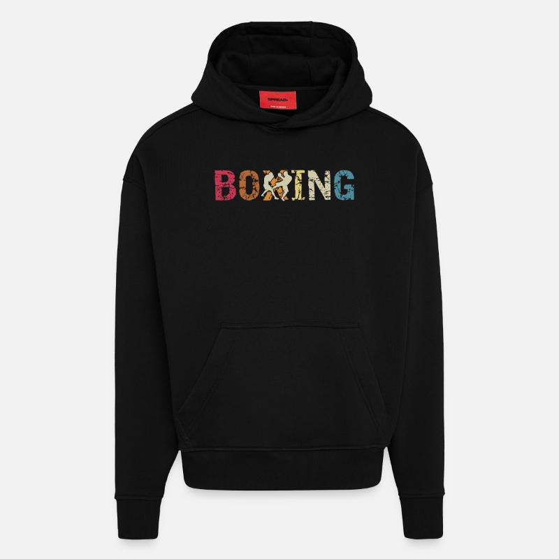 Boxe - Sweat à capuche bio épais oversize fabriqué en UE - SOLID BLACK