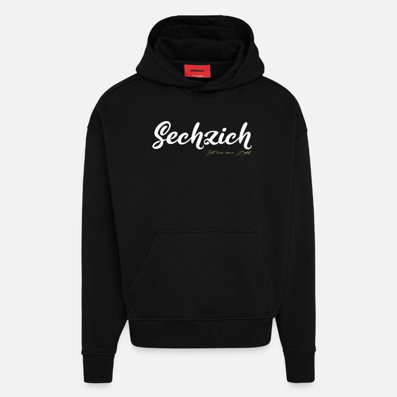 Sechzich n’est qu’un chiffre - Sweat à capuche bio épais oversize fabriqué en UE - SOLID BLACK