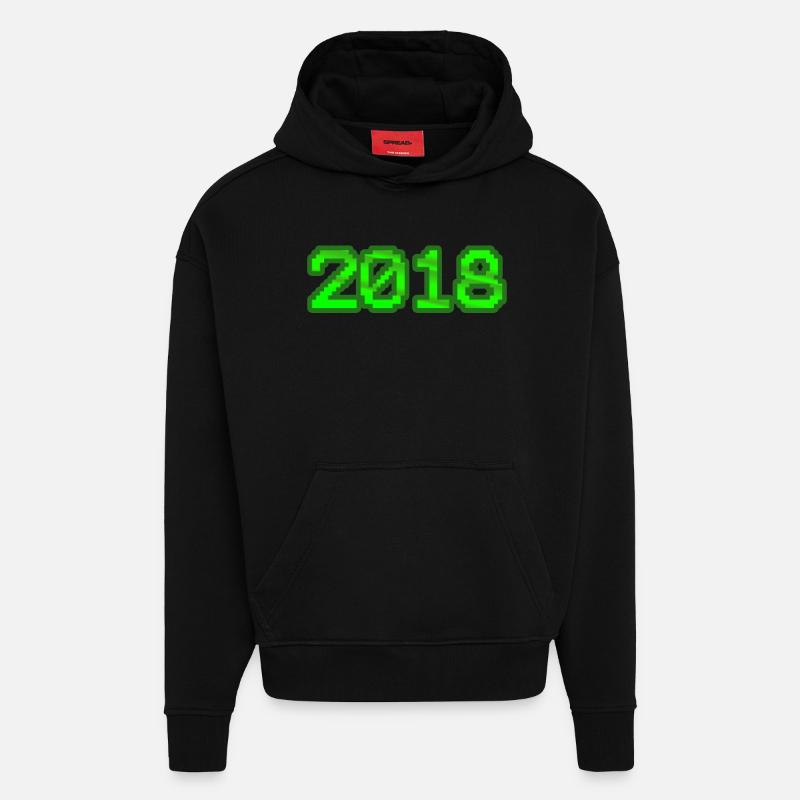 Nerd 2018 - Sweat à capuche bio épais oversize fabriqué en UE - SOLID BLACK