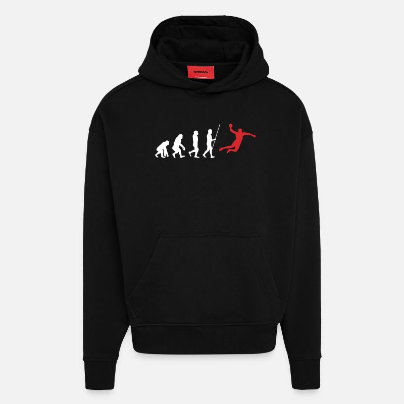 Évolution du handball - Sweat à capuche bio épais oversize fabriqué en UE - SOLID BLACK