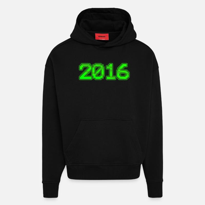 Ordinateur 2016 - Sweat à capuche bio épais oversize fabriqué en UE - SOLID BLACK