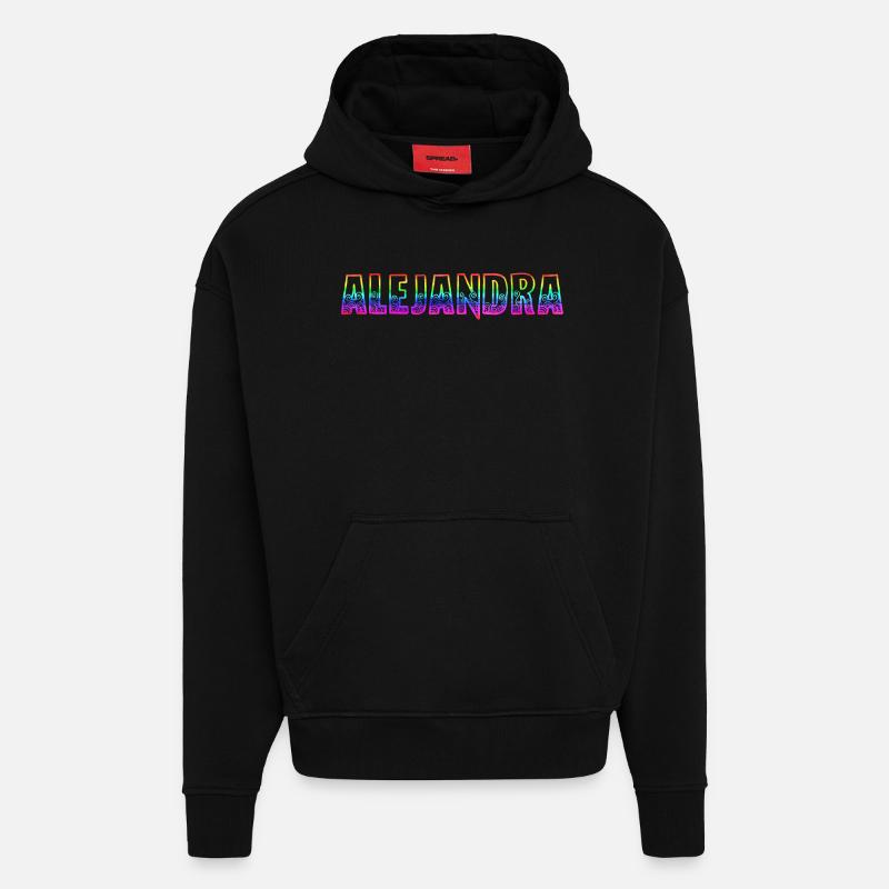 alejandra rs arc-en-ciel - Sweat à capuche bio épais oversize fabriqué en UE - SOLID BLACK