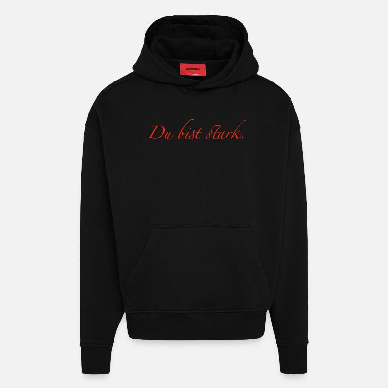 Vous êtes fort - Sweat à capuche bio épais oversize fabriqué en UE - SOLID BLACK