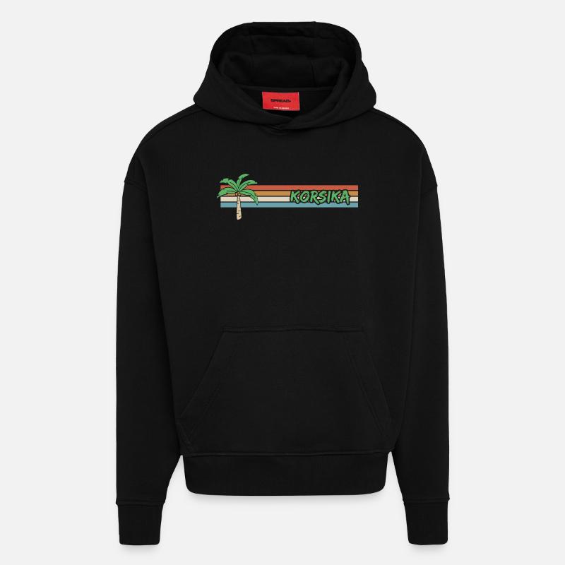 Vacances Corse - Sweat à capuche bio épais oversize fabriqué en UE - SOLID BLACK