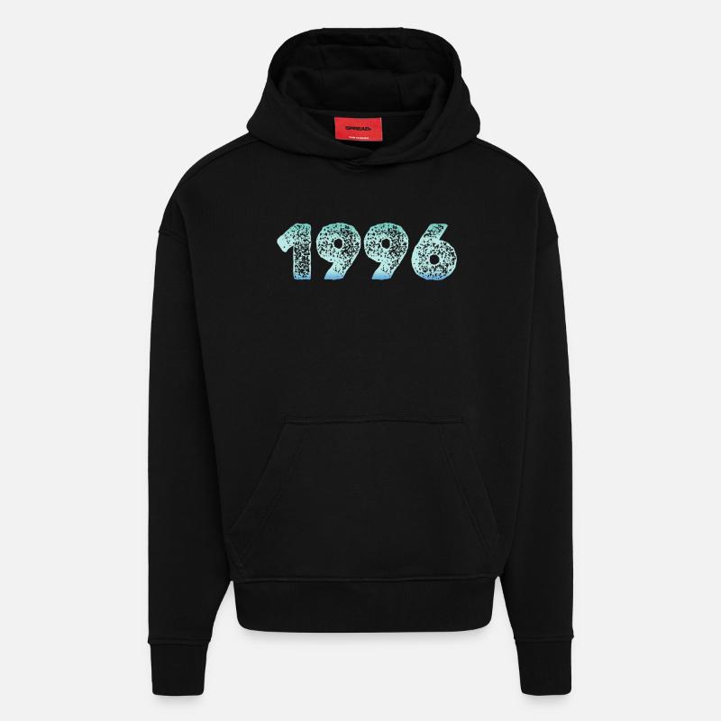 1996 - Sweat à capuche bio épais oversize fabriqué en UE - SOLID BLACK
