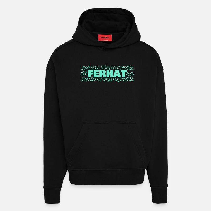 Cadeau pour Ferhat - Sweat à capuche bio épais oversize fabriqué en UE - SOLID BLACK