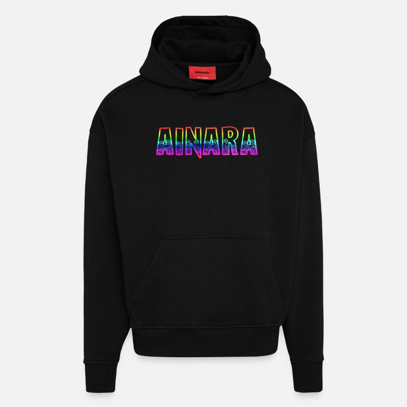 ainara rs arc-en-ciel - Sweat à capuche bio épais oversize fabriqué en UE - SOLID BLACK