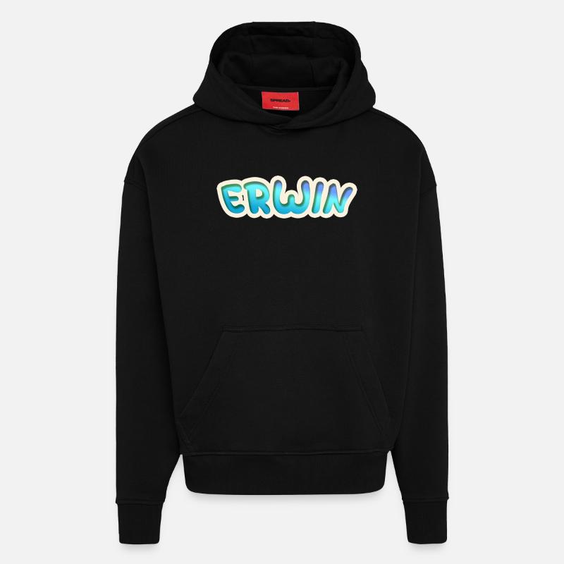 Cadeau pour Erwin - Sweat à capuche bio épais oversize fabriqué en UE - SOLID BLACK