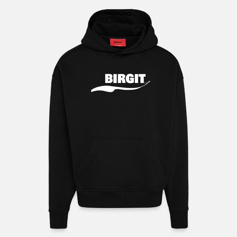 Prénom Birgit - Sweat à capuche bio épais oversize fabriqué en UE - SOLID BLACK
