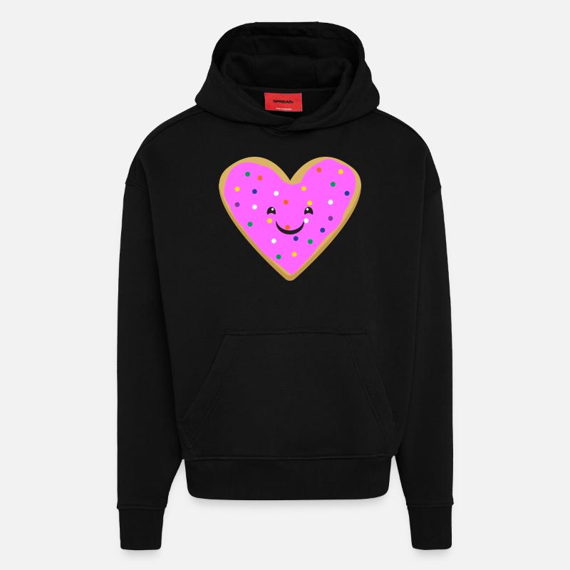 Donut de coeur - Sweat à capuche bio épais oversize fabriqué en UE - SOLID BLACK