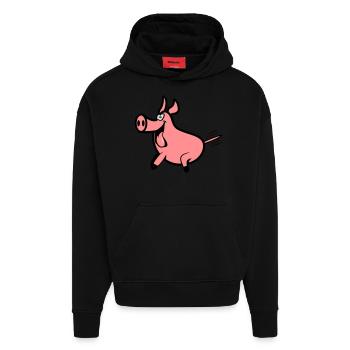 Schwein freude - Hoodie- made by SPREAD  - SOLID BLACK - Vorne