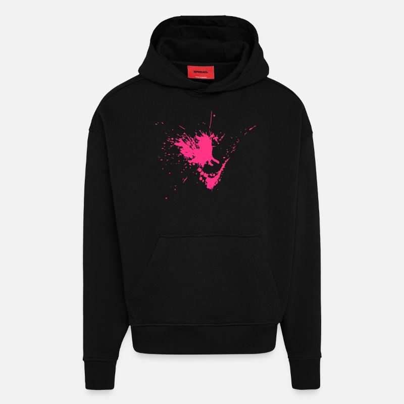 Farbklecks mit Spritzern - Hoodie- made by SPREAD  - SOLID BLACK
