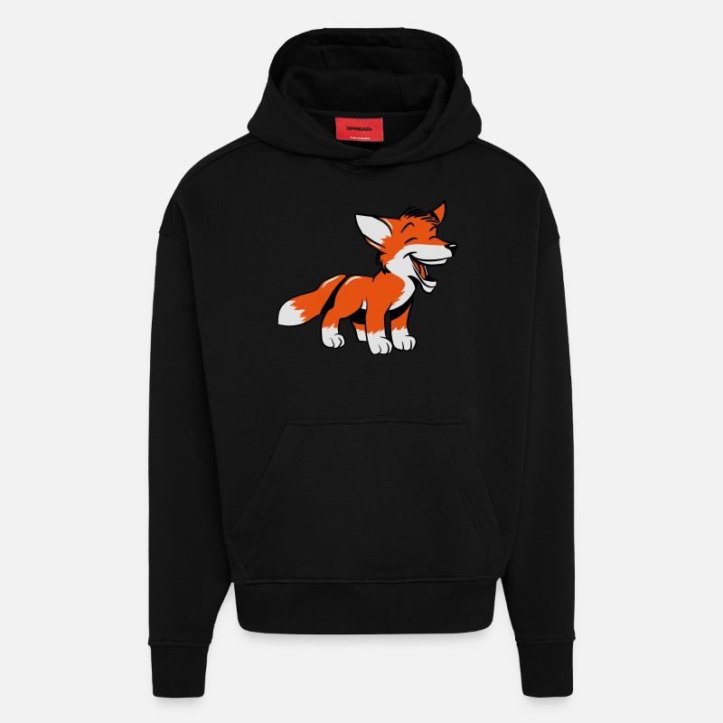 Fuchs rire doux - Sweat à capuche bio épais oversize fabriqué en UE - SOLID BLACK
