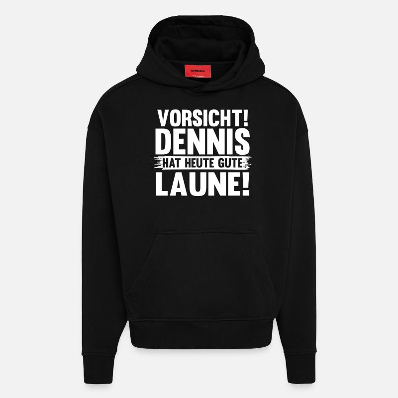 Prénom Dennis - Sweat à capuche bio épais oversize fabriqué en UE - SOLID BLACK