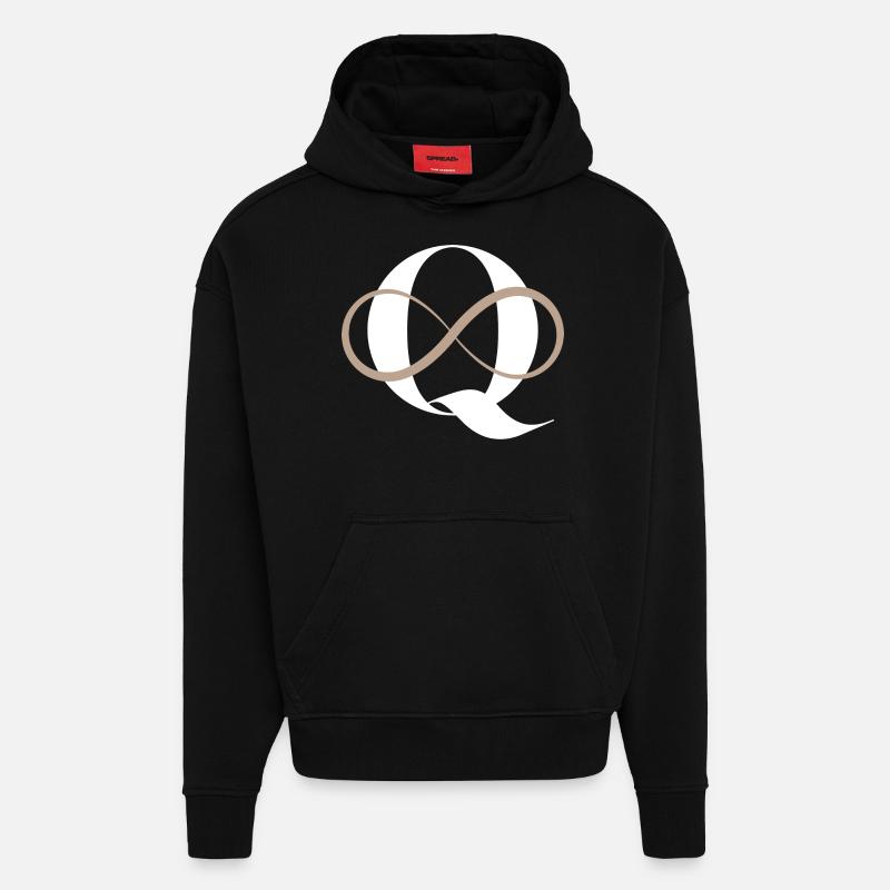 Unendlicher Buchstabe q - Hoodie- made by SPREAD  - SOLID BLACK