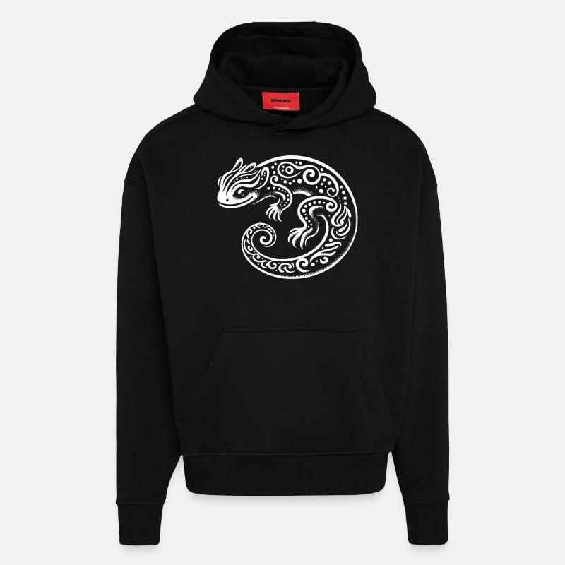 Stammes-Eidechse - Hoodie- made by SPREAD  - SOLID BLACK