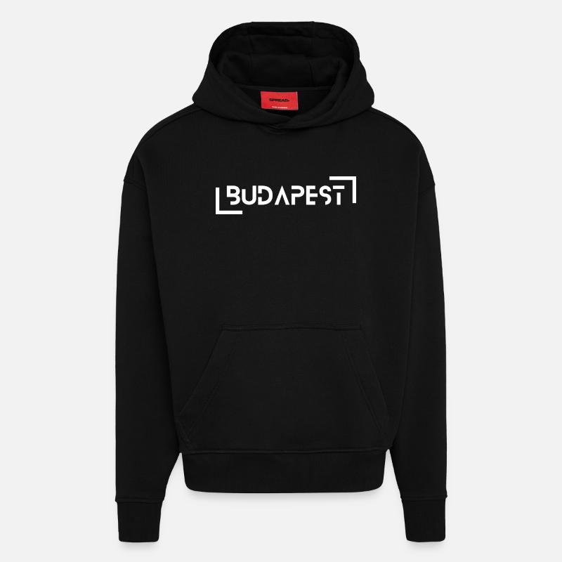 Budapest - Sweat à capuche bio épais oversize fabriqué en UE - SOLID BLACK