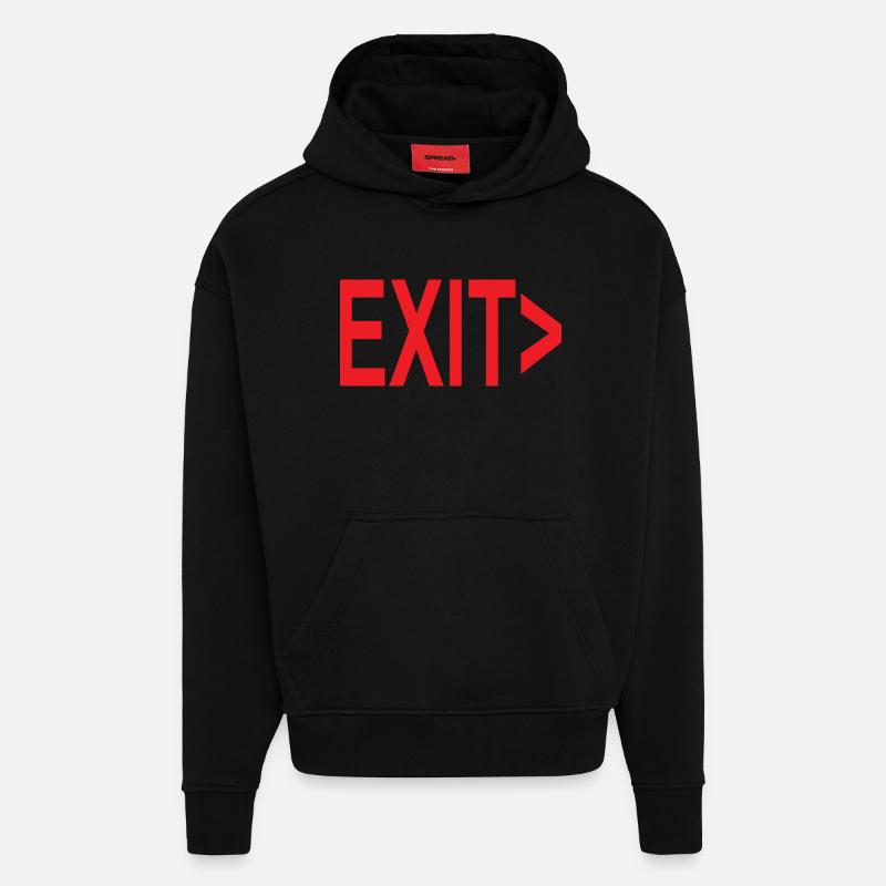 Exit / Exit / Emergency Exit - Hoodie- made by SPREAD  - SOLID BLACK