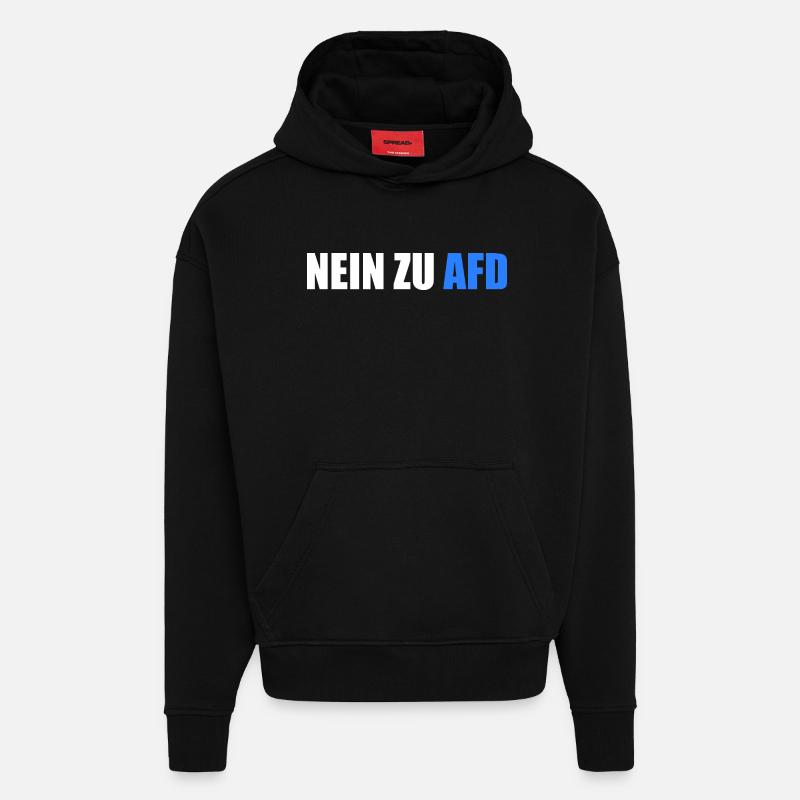 Non à afd - Sweat à capuche bio épais oversize fabriqué en UE - SOLID BLACK