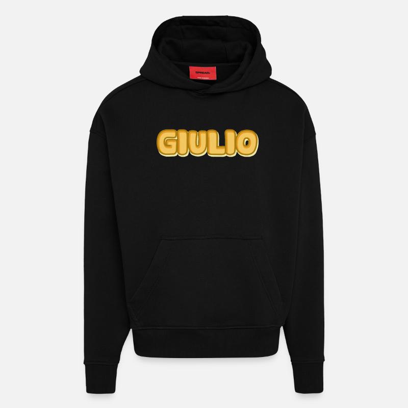 Cadeau pour Giulio - Sweat à capuche bio épais oversize fabriqué en UE - SOLID BLACK