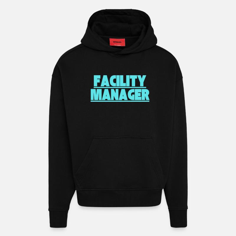 Facility Manager Technicien interne Gardien - Sweat à capuche bio épais oversize fabriqué en UE - SOLID BLACK