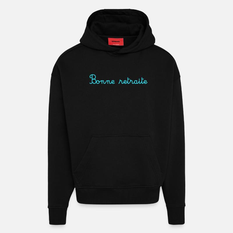 RETRAITE. RETRAITE. RETRAITEE. RETRAITE - Sweat à capuche bio épais oversize fabriqué en UE - SOLID BLACK