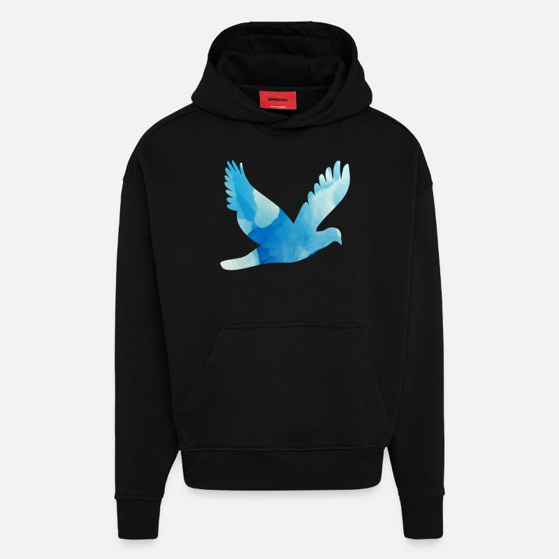 Friedenstaube in Eisblau - Hoodie- made by SPREAD  - SOLID BLACK