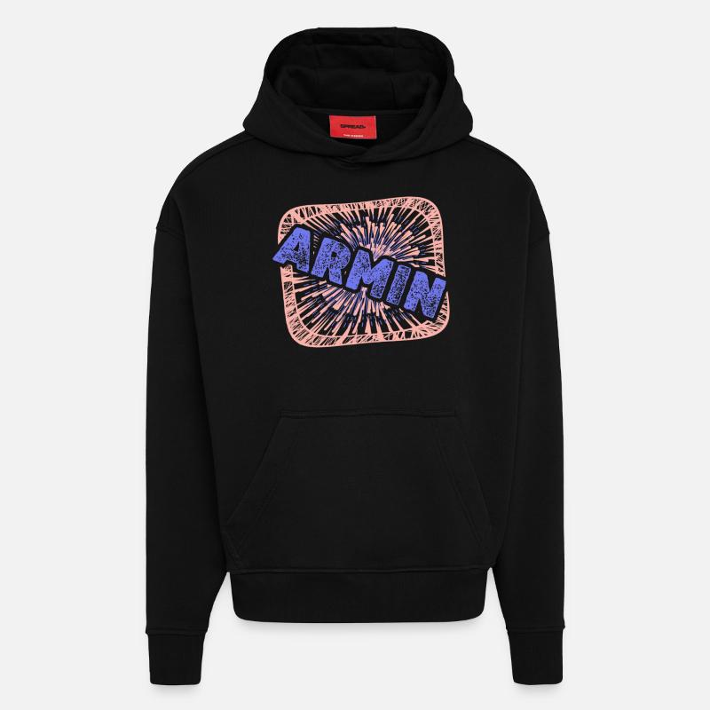 Cadeau pour Armin - Sweat à capuche bio épais oversize fabriqué en UE - SOLID BLACK