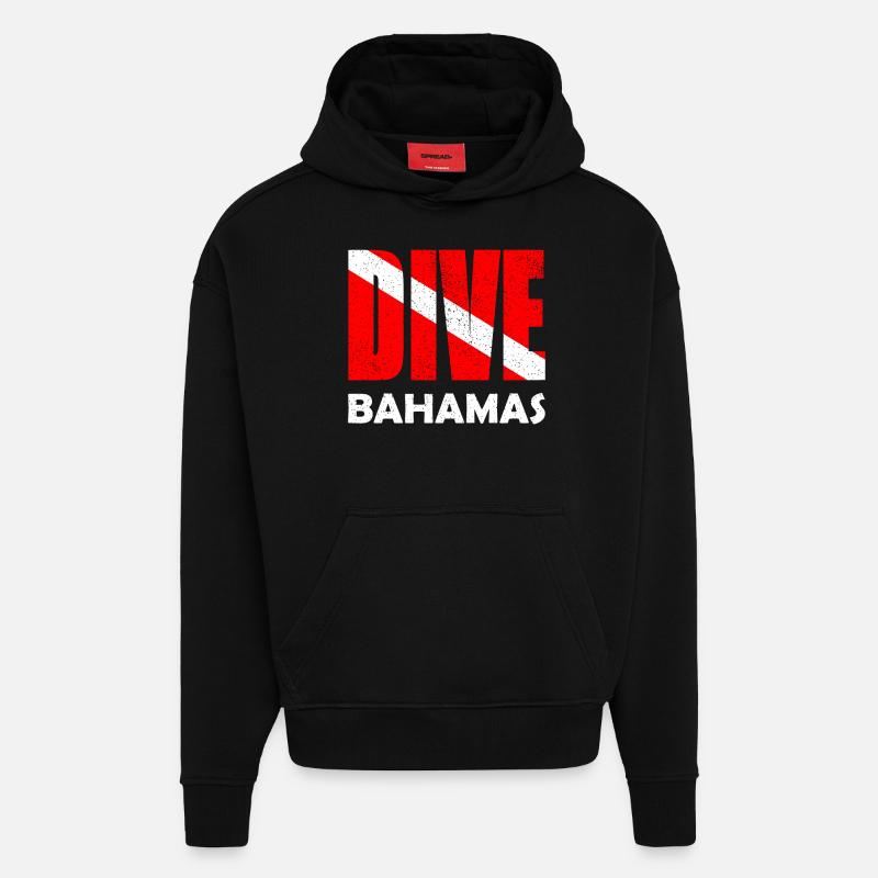 Plongée Bahamas - Karibik - Caraïbes - Antilles - Sweat à capuche bio épais oversize fabriqué en UE - SOLID BLACK