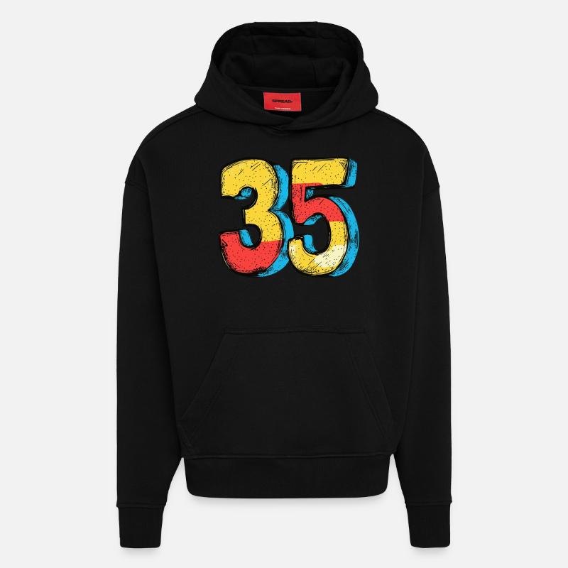 Bande dessinée à 35 numéros - Sweat à capuche bio épais oversize fabriqué en UE - SOLID BLACK