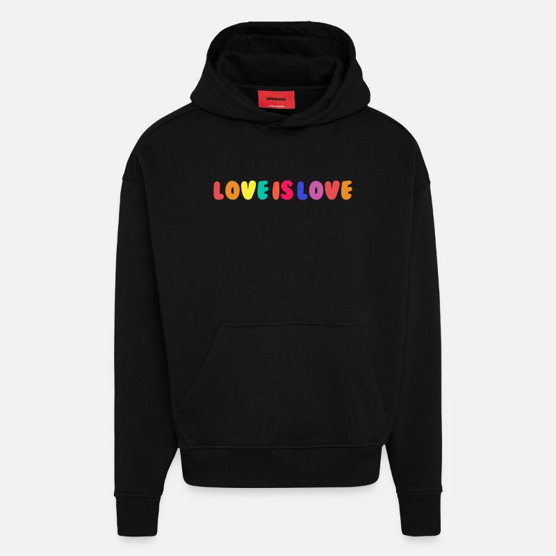L’amour, c’est l’amour - Sweat à capuche bio épais oversize fabriqué en UE - SOLID BLACK