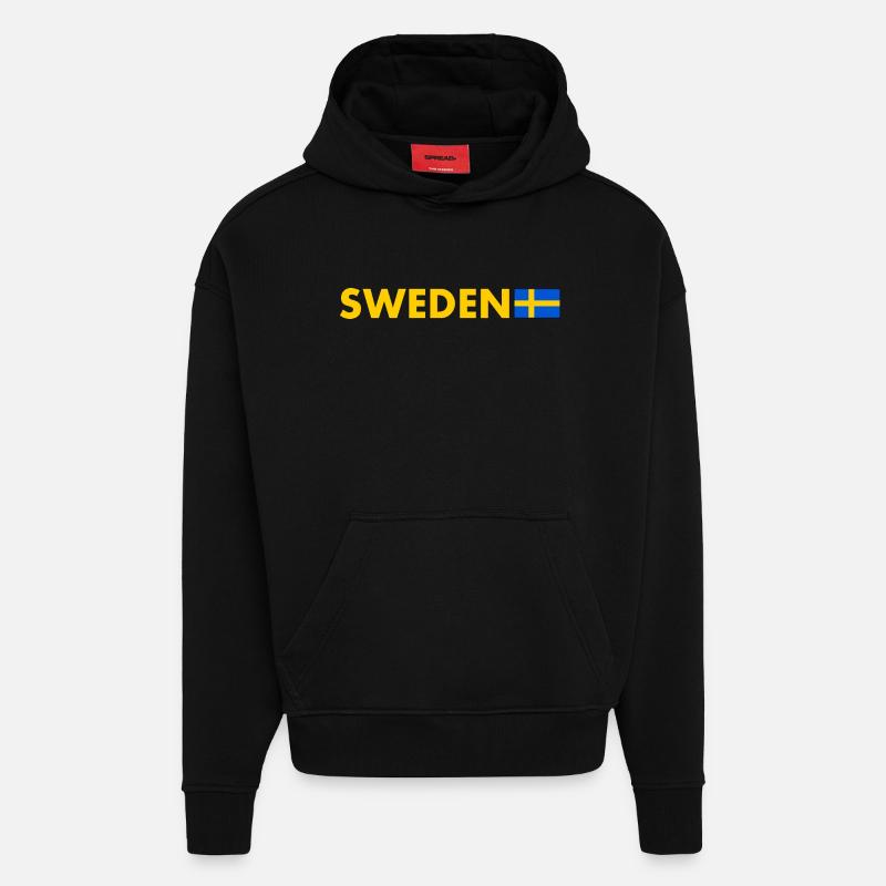 Suède - Sweat à capuche bio épais oversize fabriqué en UE - SOLID BLACK