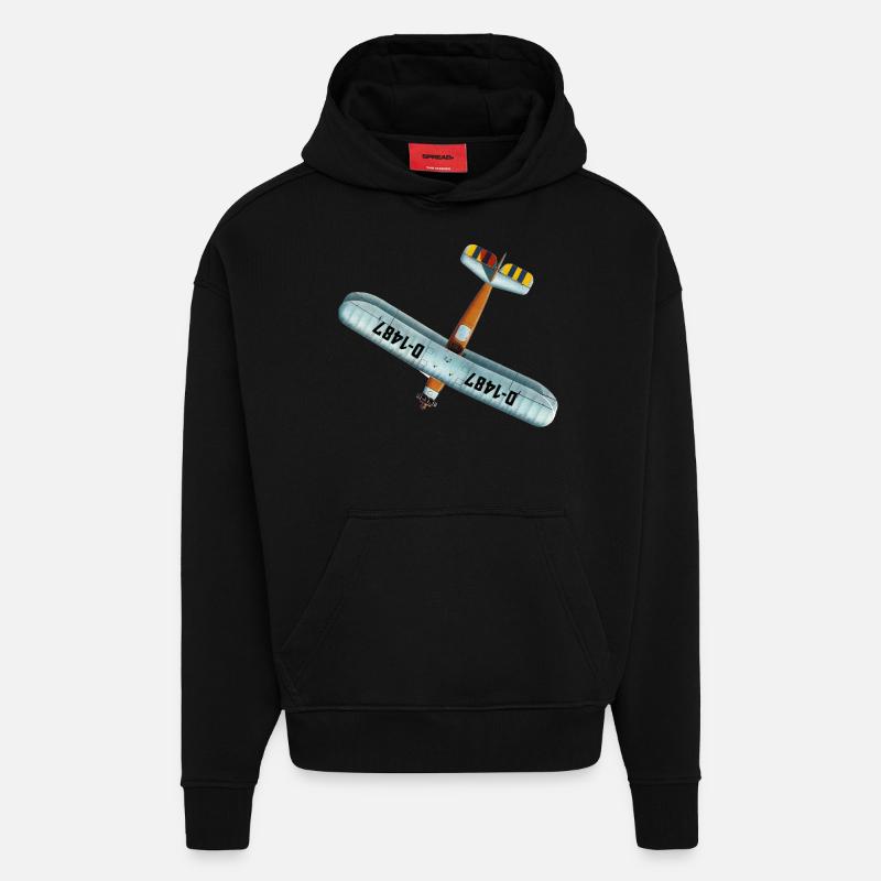 Udet Flieger 02 - Sweat à capuche bio épais oversize fabriqué en UE - SOLID BLACK
