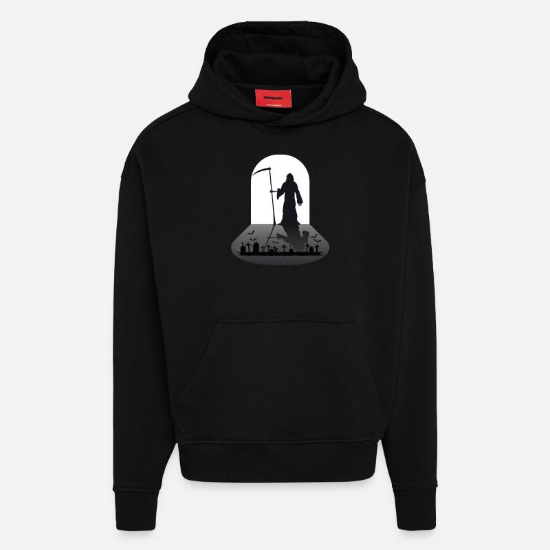 Faucheuse Sensenmann - Sweat à capuche bio épais oversize fabriqué en UE - SOLID BLACK