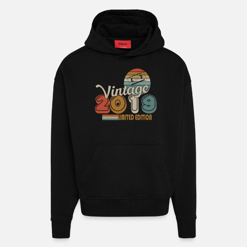 2019 - Sweat à capuche bio épais oversize fabriqué en UE - SOLID BLACK