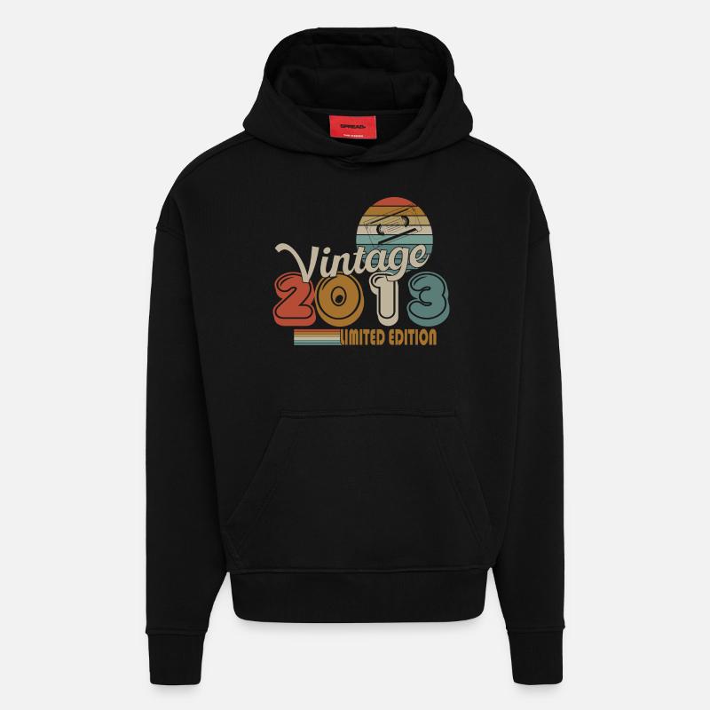 2013 - Sweat à capuche bio épais oversize fabriqué en UE - SOLID BLACK