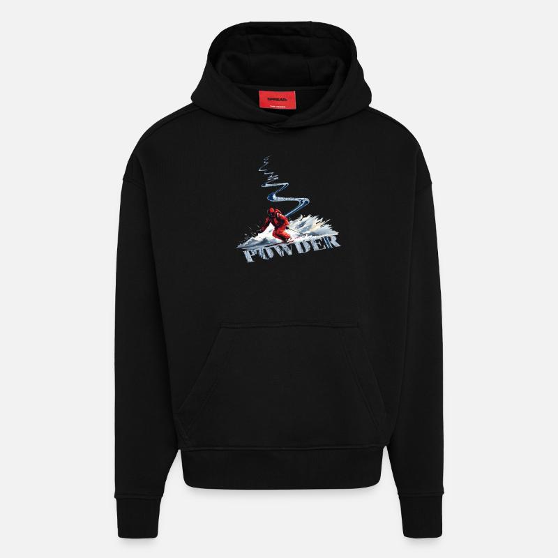 Ski alpin Ski descendant - Sweat à capuche bio épais oversize fabriqué en UE - SOLID BLACK