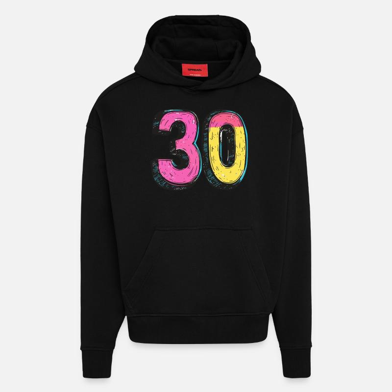 30 Number Comic - Hoodie- made by SPREAD  - SOLID BLACK