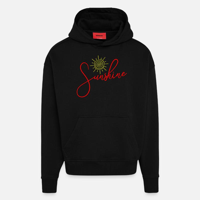 Icône du soleil du soleil - Sweat à capuche bio épais oversize fabriqué en UE - SOLID BLACK