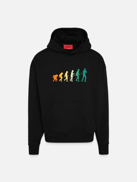 Harmonica Evolution Harmonica - Sweat à capuche bio épais oversize fabriqué en UE - SOLID BLACK
