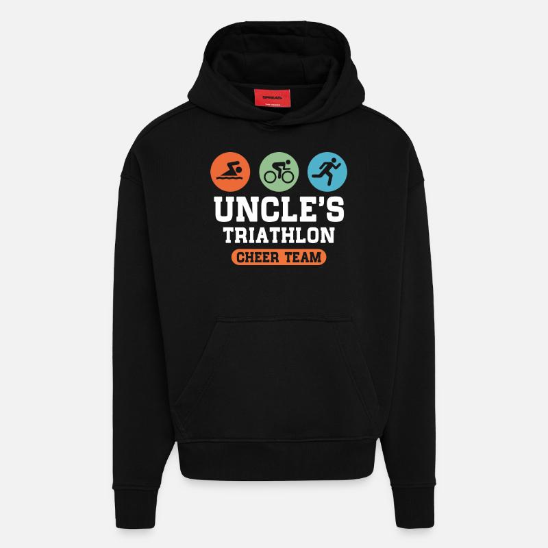 Uncles Triathlon Cheer - Sweat à capuche bio épais oversize fabriqué en UE - SOLID BLACK
